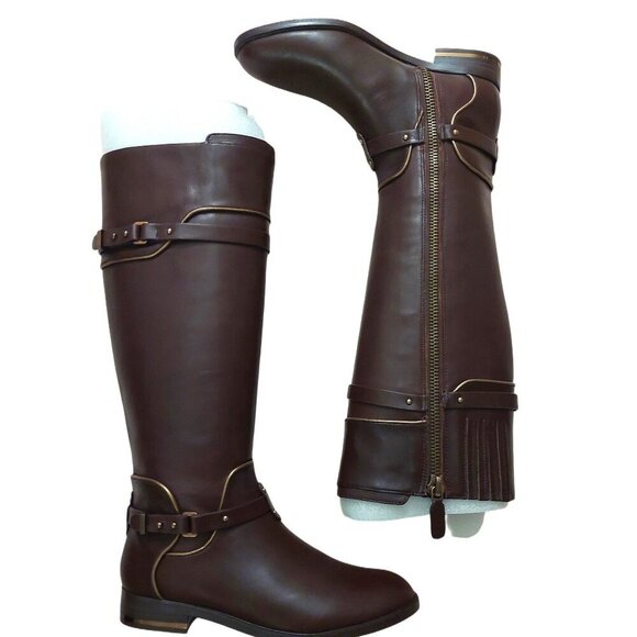 BCBGMaxAzria Shoes - BCBGMAXAZARIA Brown Calf Leather Riding Boots Retail $398 Size 6
